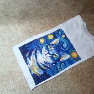 Camiseta Gato Noche Estrellada