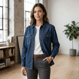 camisa jean mujer 7 onzas manga larga